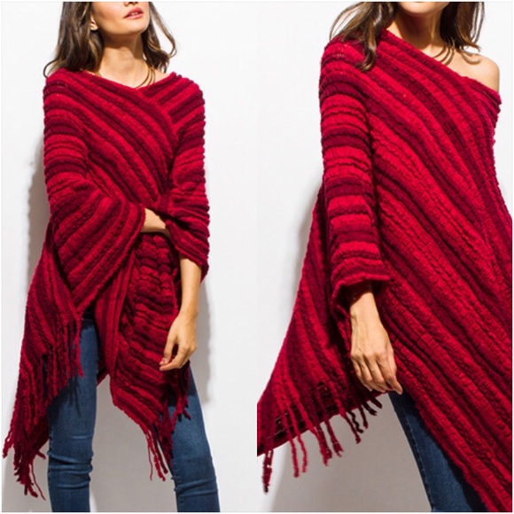 Black Soft Sweater Poncho Scarf Wrap OS - Picture 8 of 8